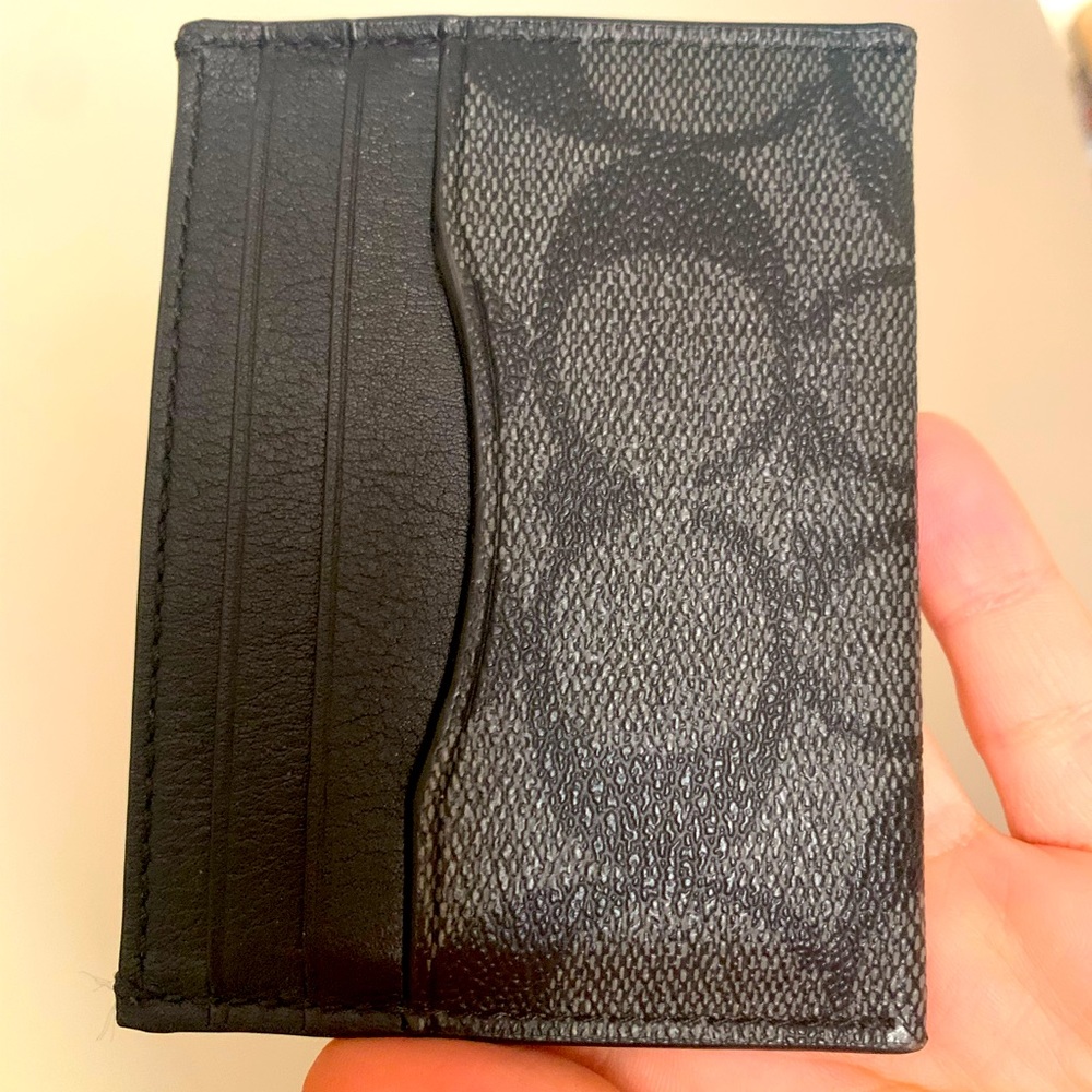 Coach men black wallet card case holder